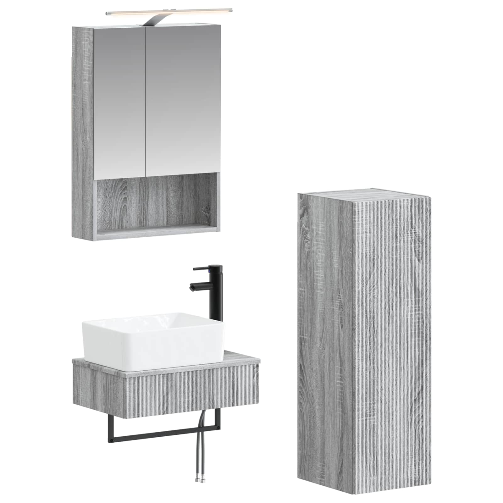 Σετ Ντουλαπιών Μπάνιου 4 pcs Γκρι Sonoma 50 x 14,5 x 70 εκ