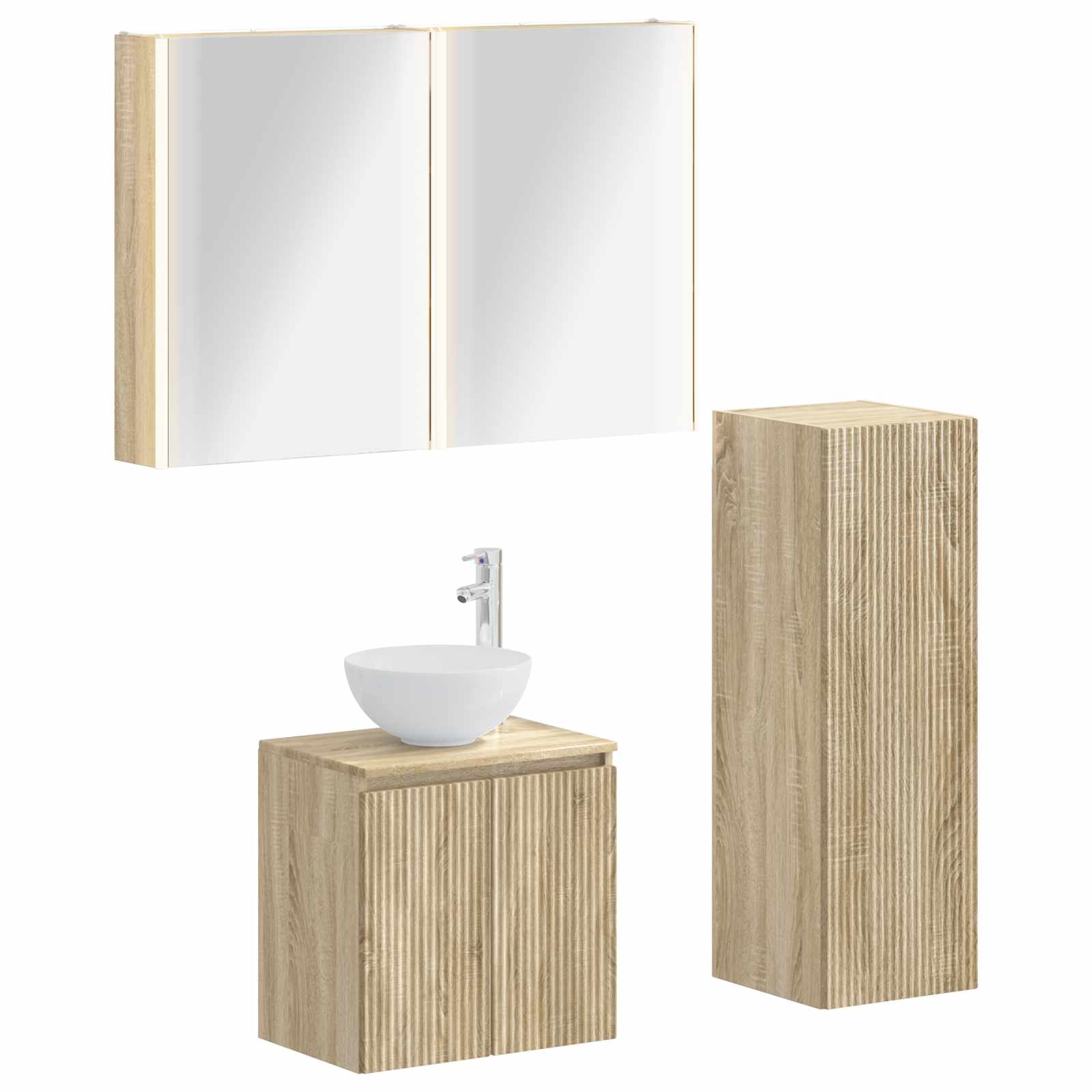 Σετ Επίπλων Μπάνιου 4 pcs Sonoma Δρυς - Pakobazaar