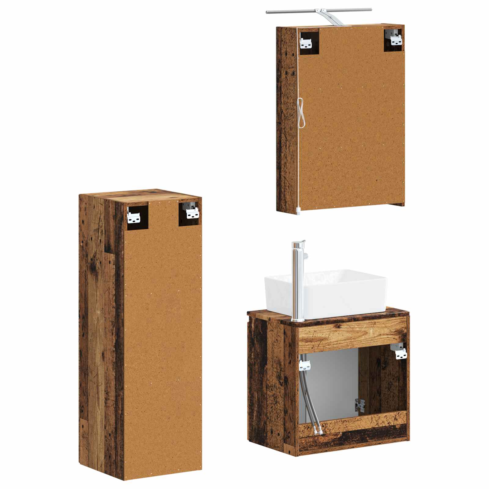 Σετ Επίπλων Μπάνιου 4 pcs Παλαιωμένο ξύλο - Pakobazaar