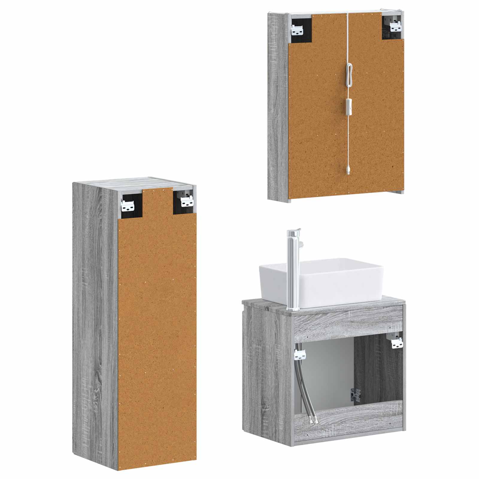 Σετ Επίπλων Μπάνιου 4 pcs Γκρι Sonoma