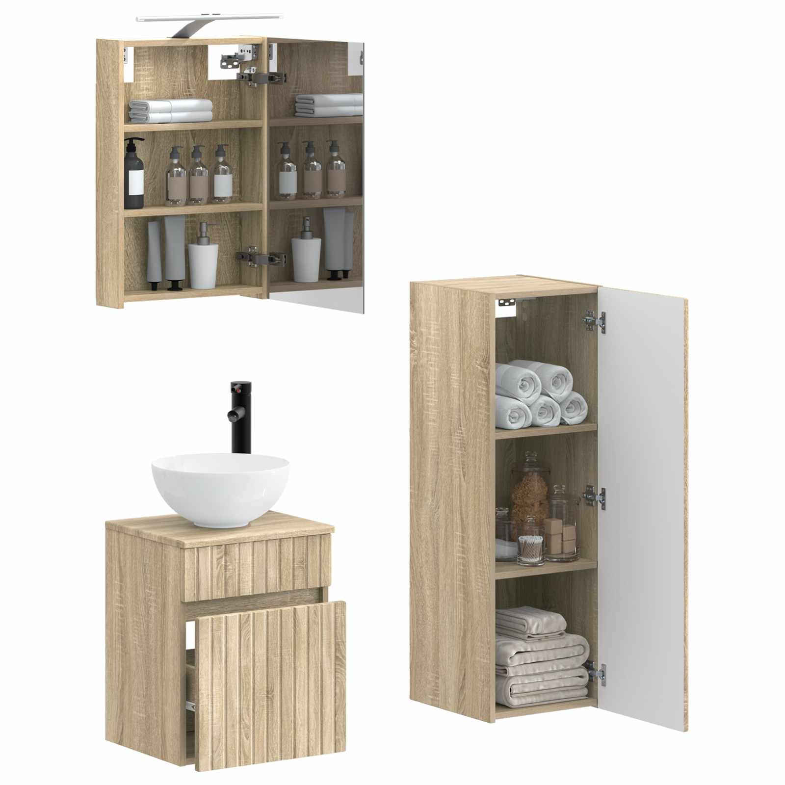 Σετ Επίπλων Μπάνιου 4 pcs Sonoma Δρυς