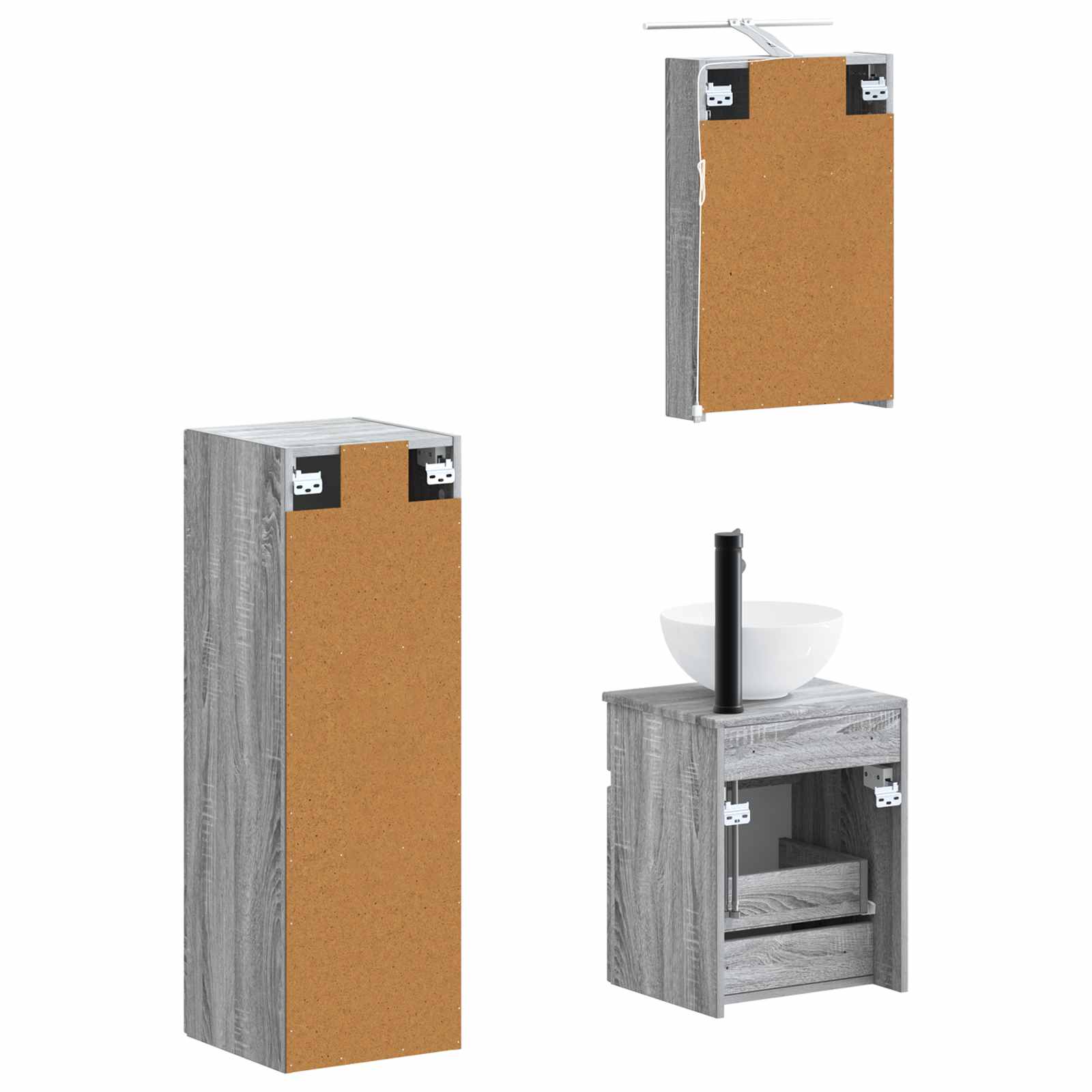 Σετ Επίπλων Μπάνιου 4 pcs Γκρι Sonoma