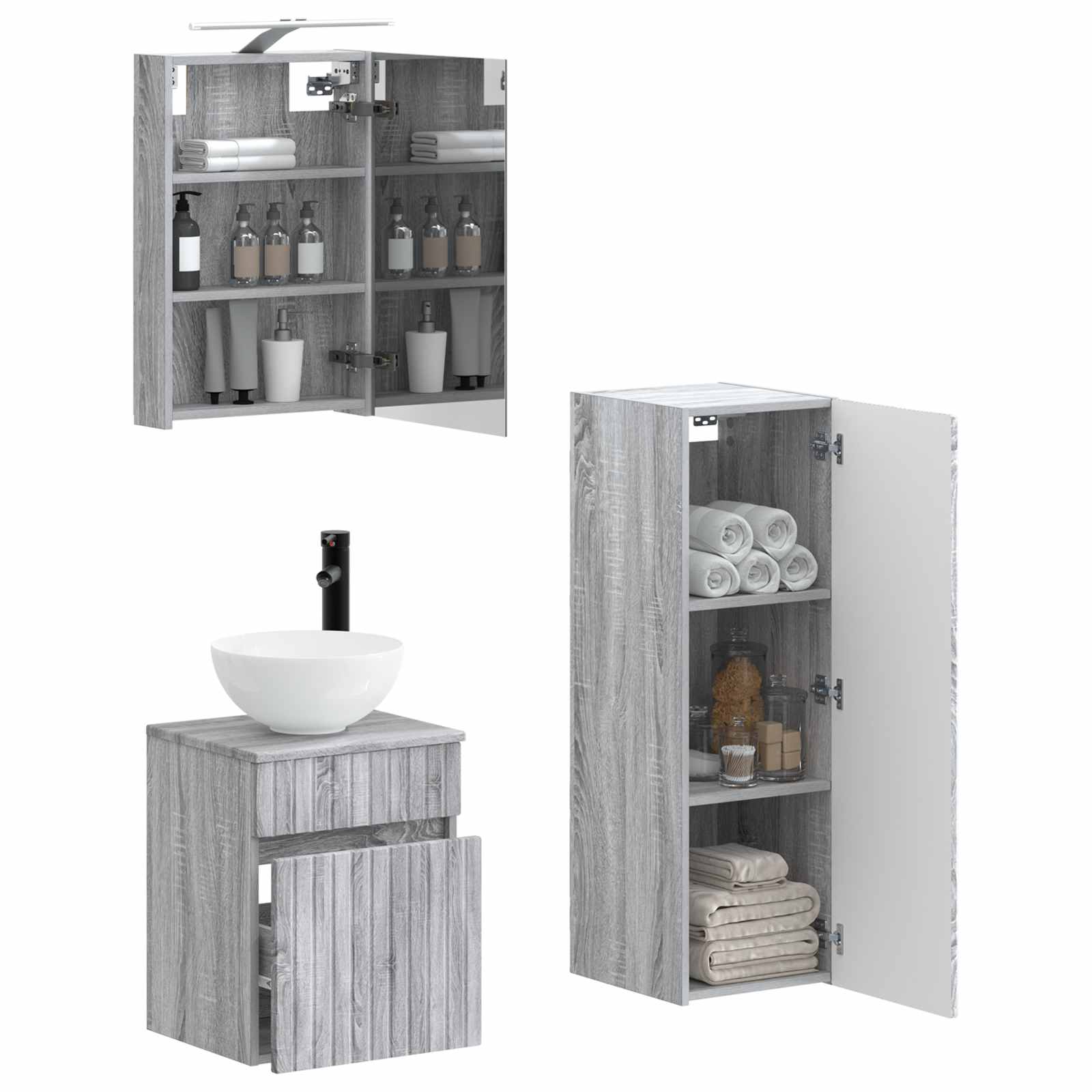 Σετ Επίπλων Μπάνιου 4 pcs Γκρι Sonoma