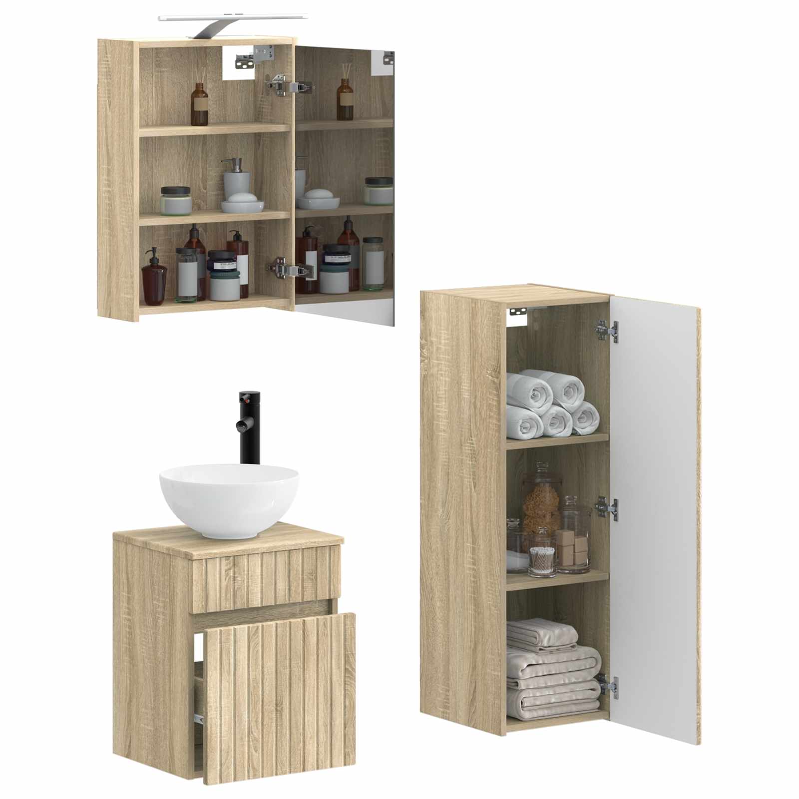 Σετ Επίπλων Μπάνιου 4 pcs Sonoma Δρυς