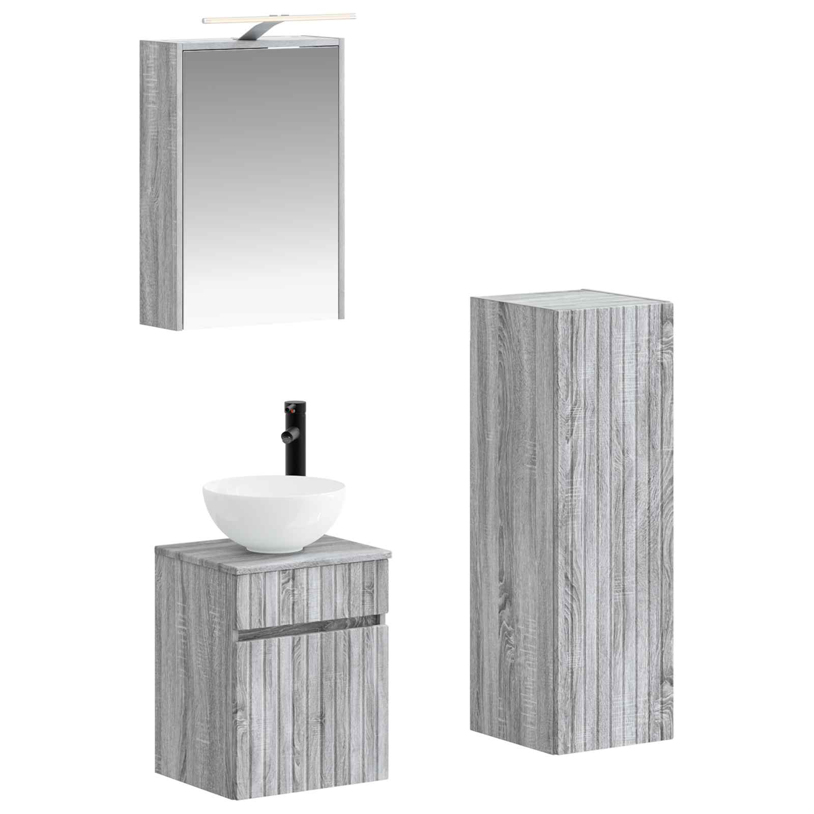 Σετ Επίπλων Μπάνιου 4 pcs Γκρι Sonoma