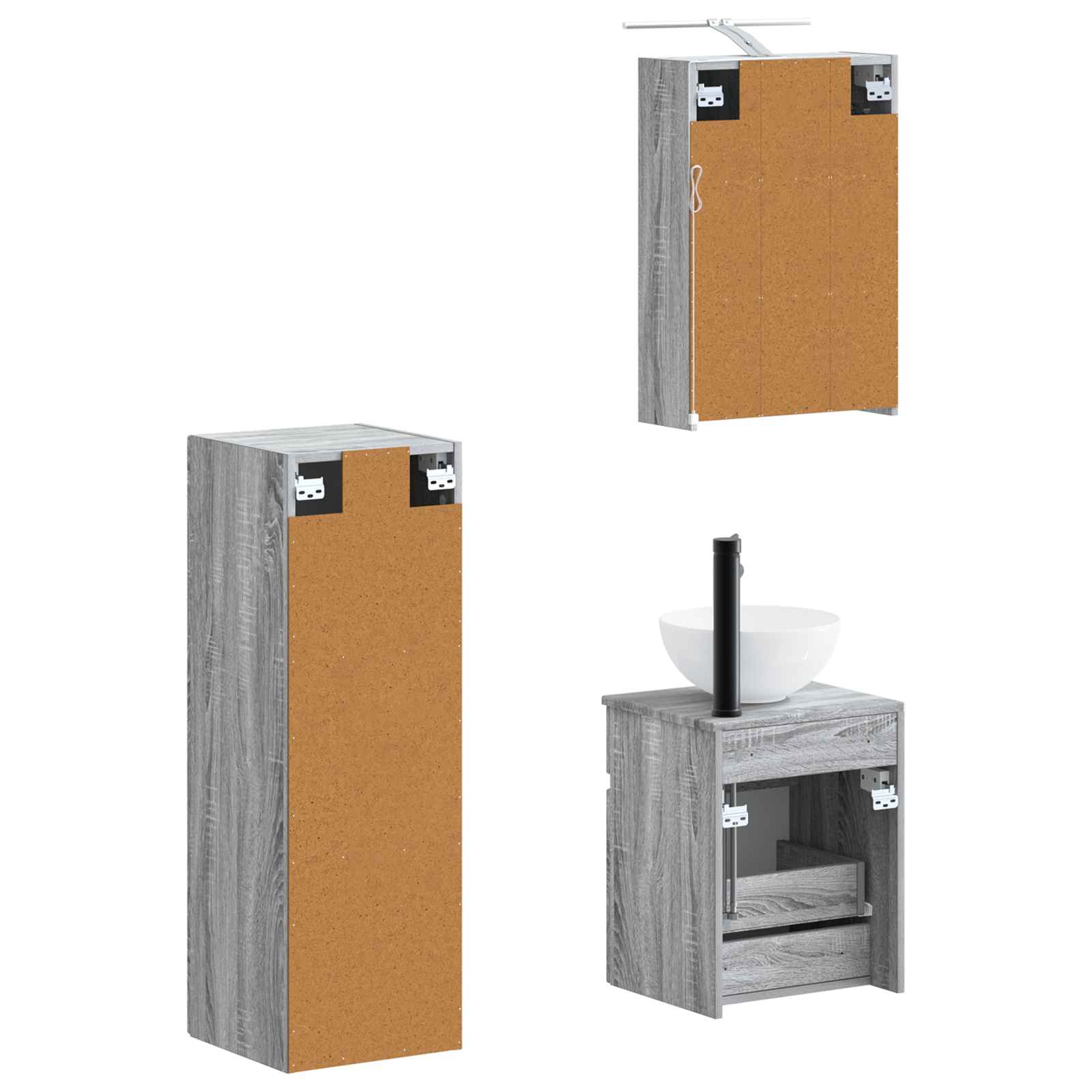 Σετ Επίπλων Μπάνιου 4 pcs Γκρι Sonoma