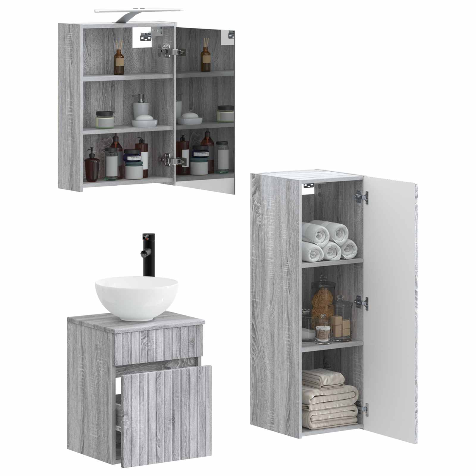 Σετ Επίπλων Μπάνιου 4 pcs Γκρι Sonoma