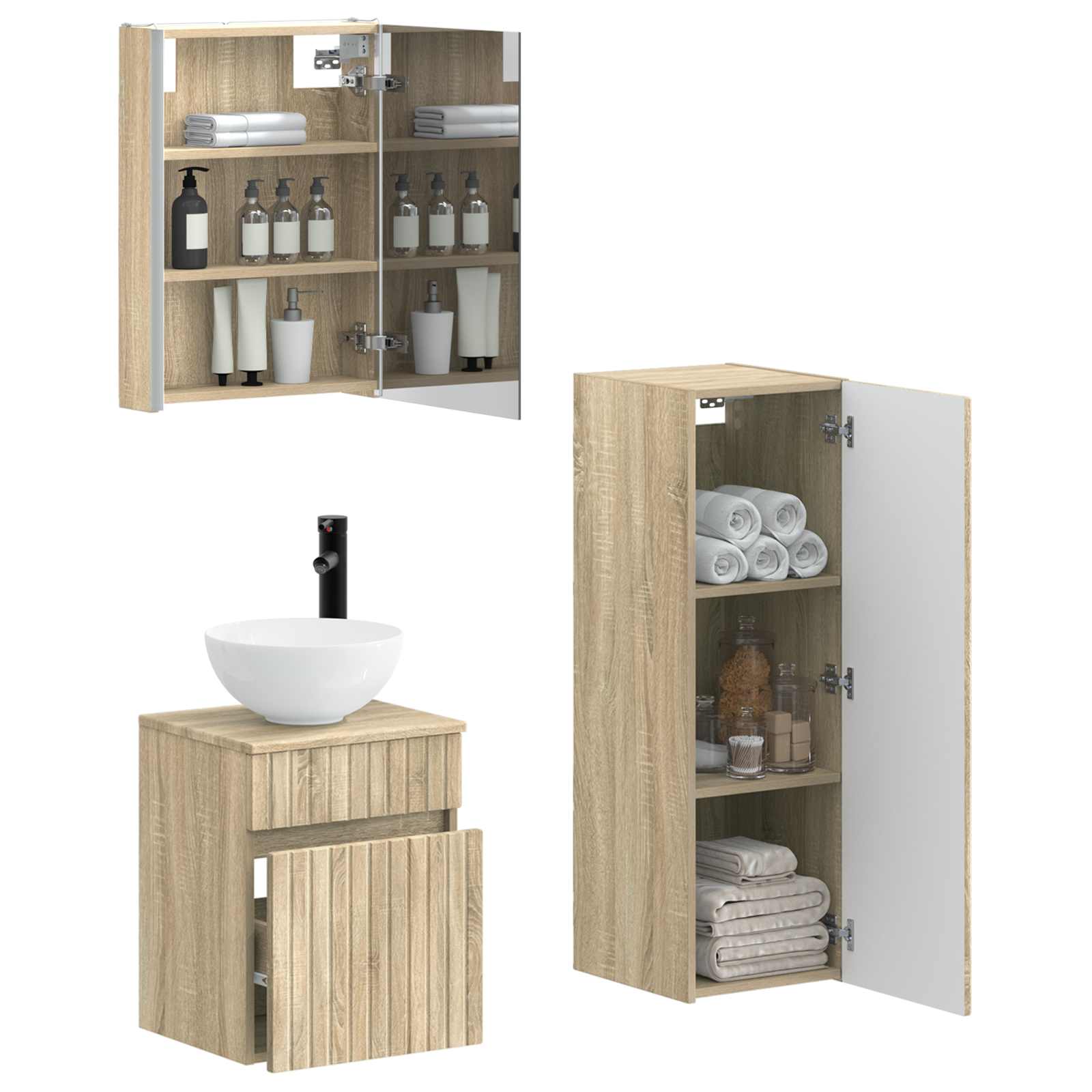 Σετ Επίπλων Μπάνιου 4 pcs Sonoma Δρυς