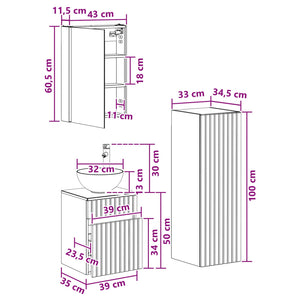 Σετ Επίπλων Μπάνιου 4 pcs Sonoma Δρυς - Pakobazaar