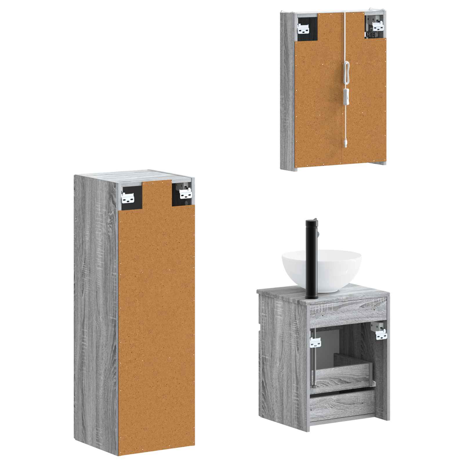 Σετ Επίπλων Μπάνιου 4 pcs Γκρι Sonoma