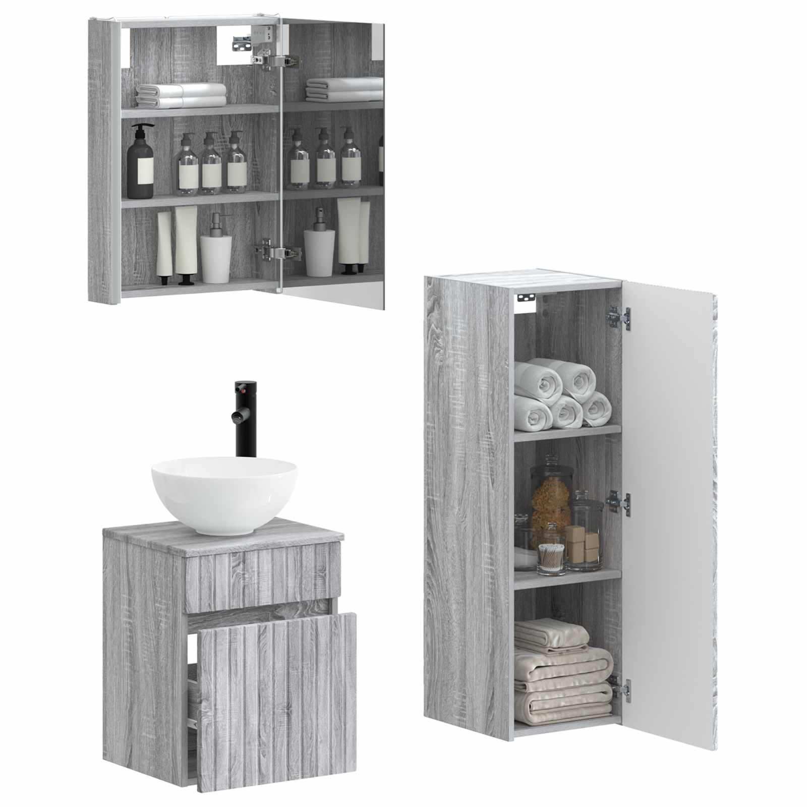 Σετ Επίπλων Μπάνιου 4 pcs Γκρι Sonoma