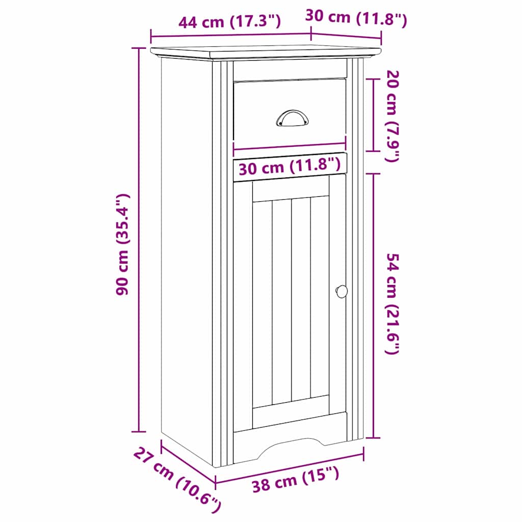 Ντουλάπι Μπάνιου με συρτάρι BODO Μέλι Καφέ 44 x 30 x 90 εκ