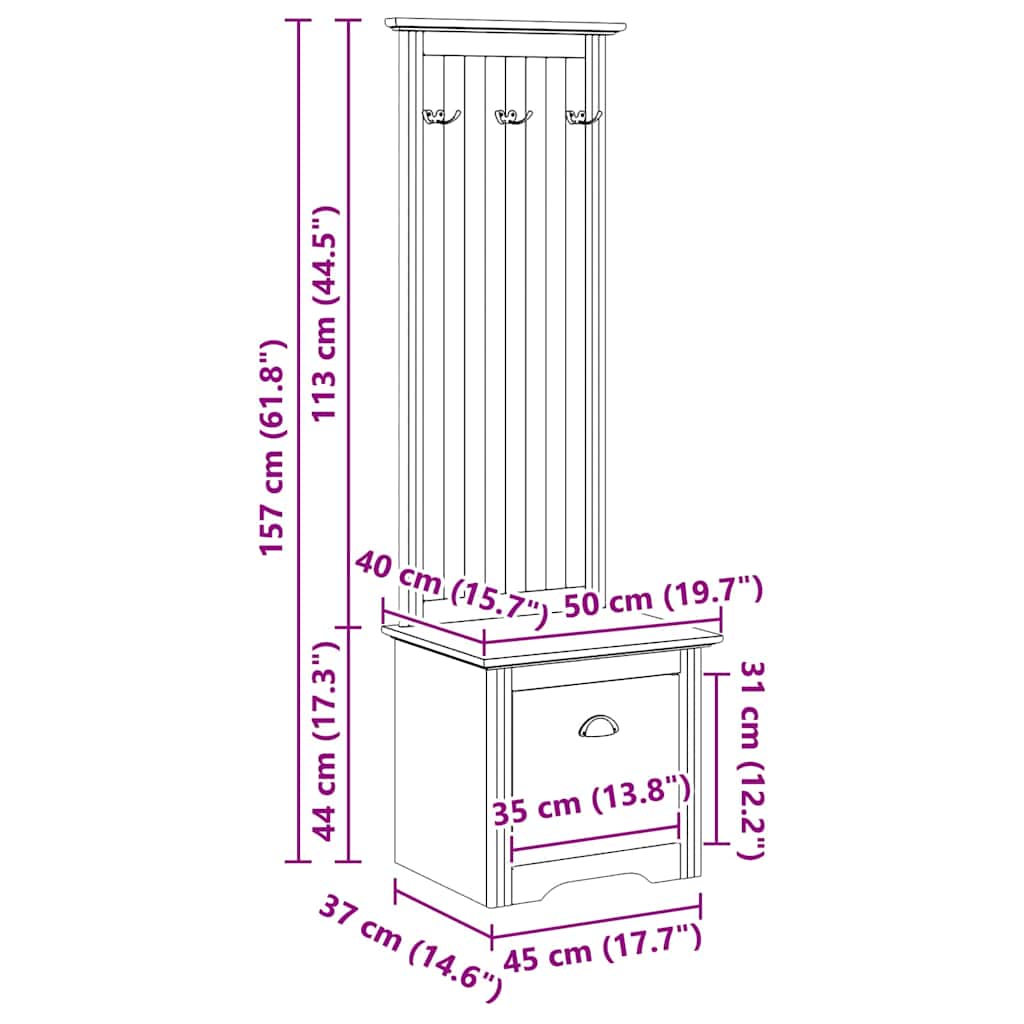 Ντουλάπα διαδρόμου BODO Μέλι Καφέ 50 x 40 x 156,7 εκ.