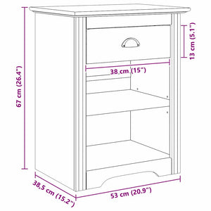 Κομοδίνο BODO Μέλι Καφέ 53 x 38,5 x 67 εκ Επεξεργασμένο Ξύλο