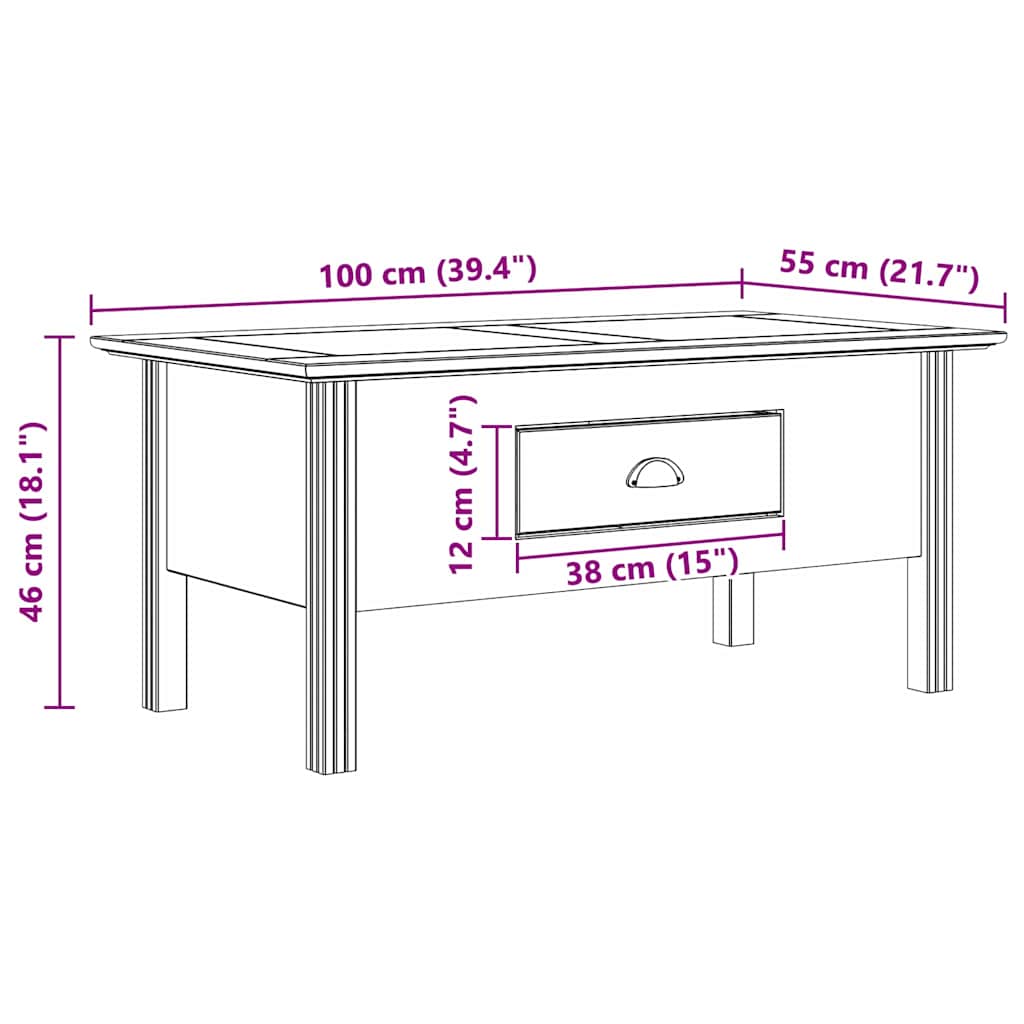Τραπεζάκι σαλονιού BODO Μέλι Καφέ 100 x 55 x 45,8 εκ.