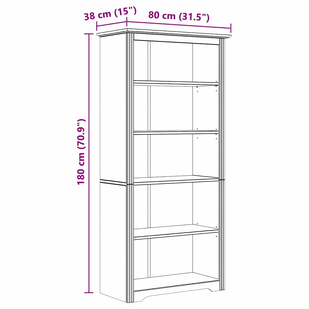 Βιβλιοθήκη BODO Μέλι Καφέ 82 x 40 x 173 εκ. Επεξεργασμένο ξύλο
