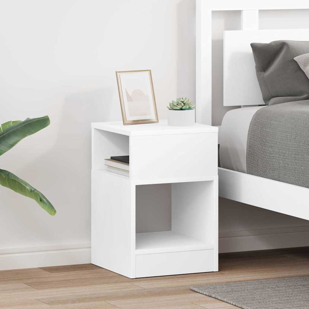 End Table 2 pcs Λευκό 30,5 x 30 x 45 εκ Επεξεργασμένο ξύλο
