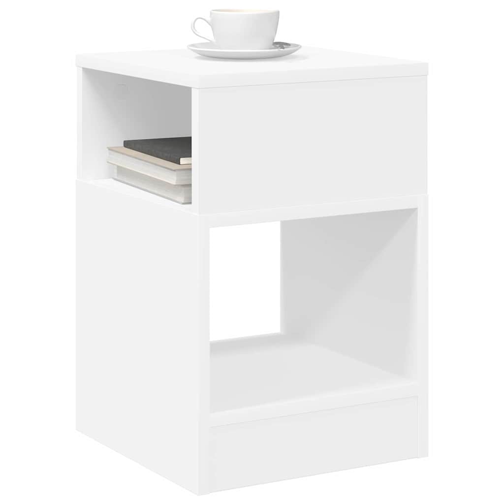 End Table 2 pcs Λευκό 30,5 x 30 x 45 εκ Επεξεργασμένο ξύλο
