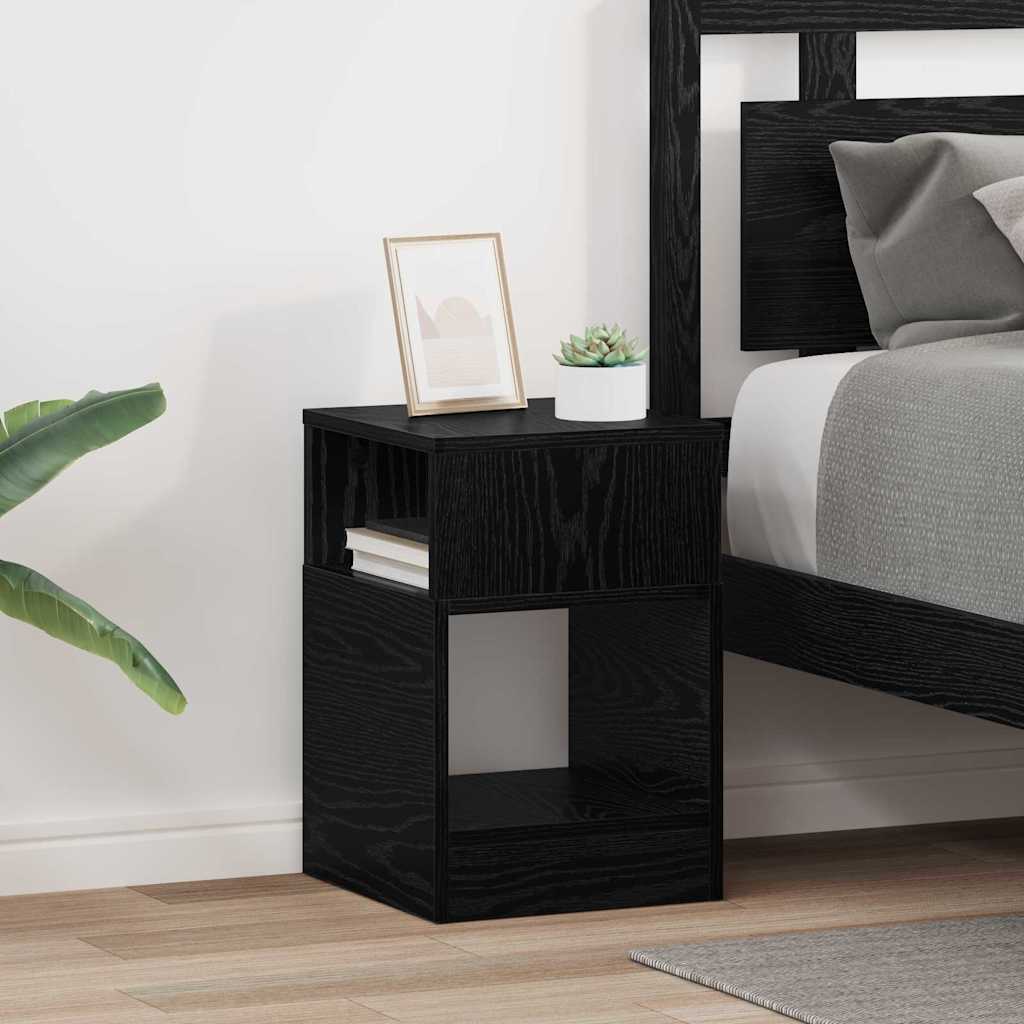 End Table 2 pcs Μαύρη Οξυά 30,5 x 30 x 45 εκ Επεξεργασμένο ξύλο