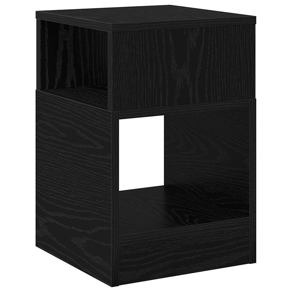 End Table 2 pcs Μαύρη Οξυά 30,5 x 30 x 45 εκ Επεξεργασμένο ξύλο