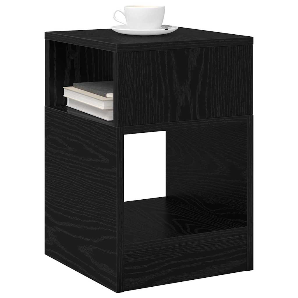 End Table 2 pcs Μαύρη Οξυά 30,5 x 30 x 45 εκ Επεξεργασμένο ξύλο