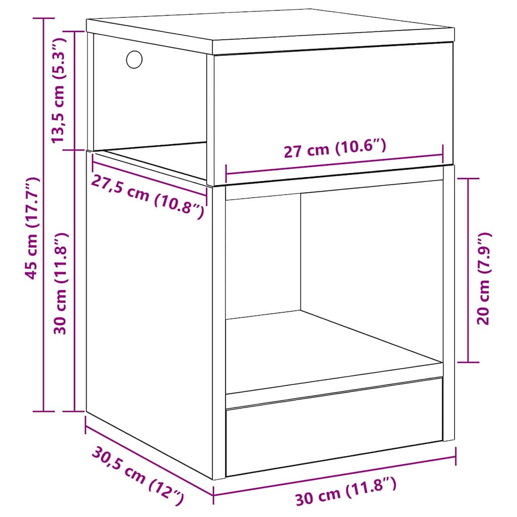 End Table 2 pcs Δρύς Sonoma 30,5 x 30 x 45 εκ