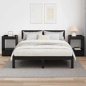 End Table 2 τεμ. Μαύρη Οξυά 40 x 40 x 56 εκ. Επεξεργασμένο Ξύλο