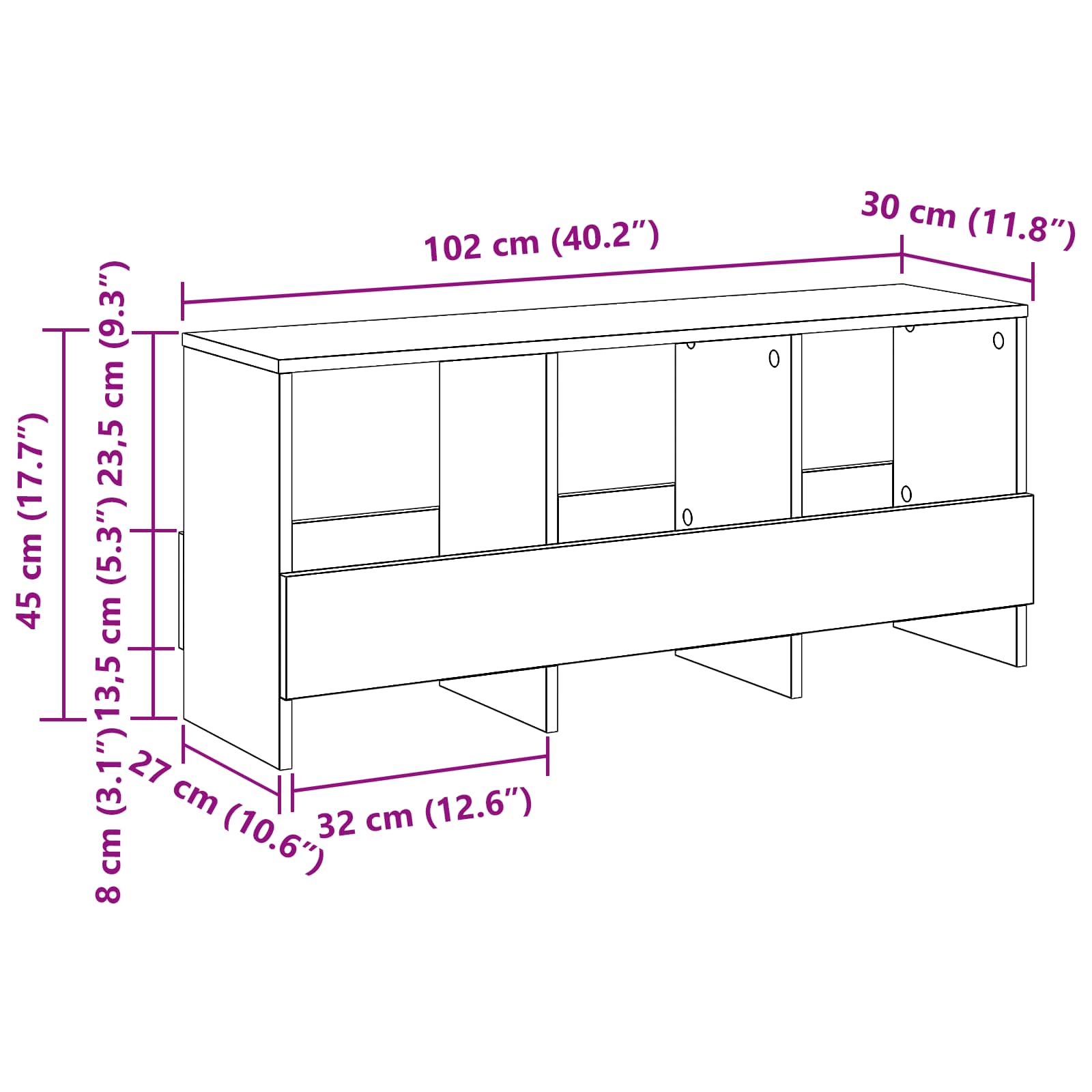 Ράφι Περιοδικών Παλιό ξύλο 102 x 30 x 45 εκ.