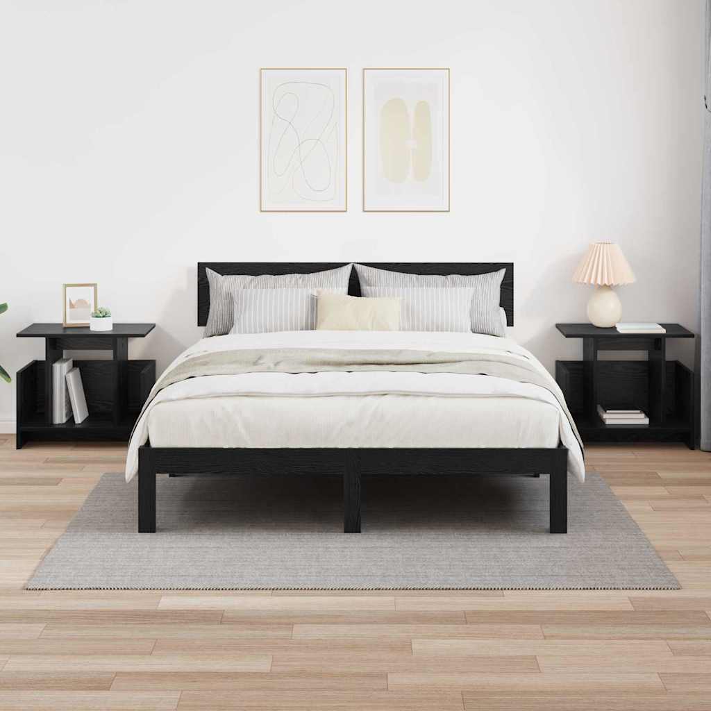 Βάση TV 2 pcs Μαύρη Οξυά 50 x 35 x 45 cm Επεξεργασμένο ξύλο