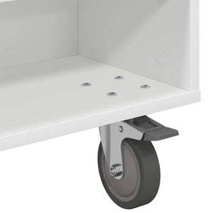 Κομοδίνο με τροχούς Λευκό 90 x 50 x 30 cm Επεξεργασμένο ξύλο - Pakobazaar