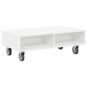 Κομοδίνο με τροχούς Λευκό 90 x 50 x 30 cm Επεξεργασμένο ξύλο - Pakobazaar