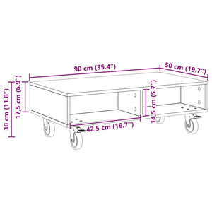 Κομοδίνο με τροχούς Λευκό 90 x 50 x 30 cm Επεξεργασμένο ξύλο - Pakobazaar