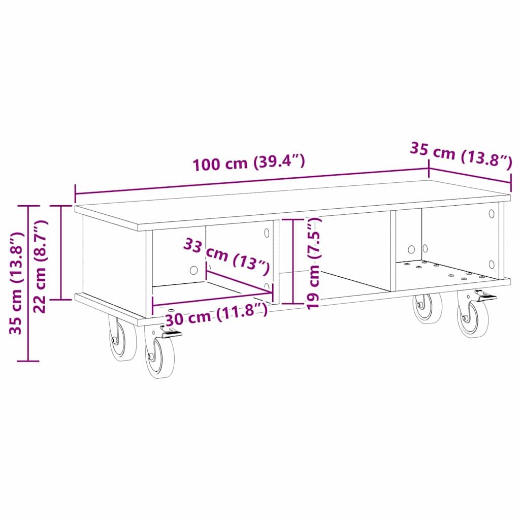 Βάση TV Καπνιστό Δρύς 100 x 35 x 35 εκ Επεξεργασμένο ξύλο