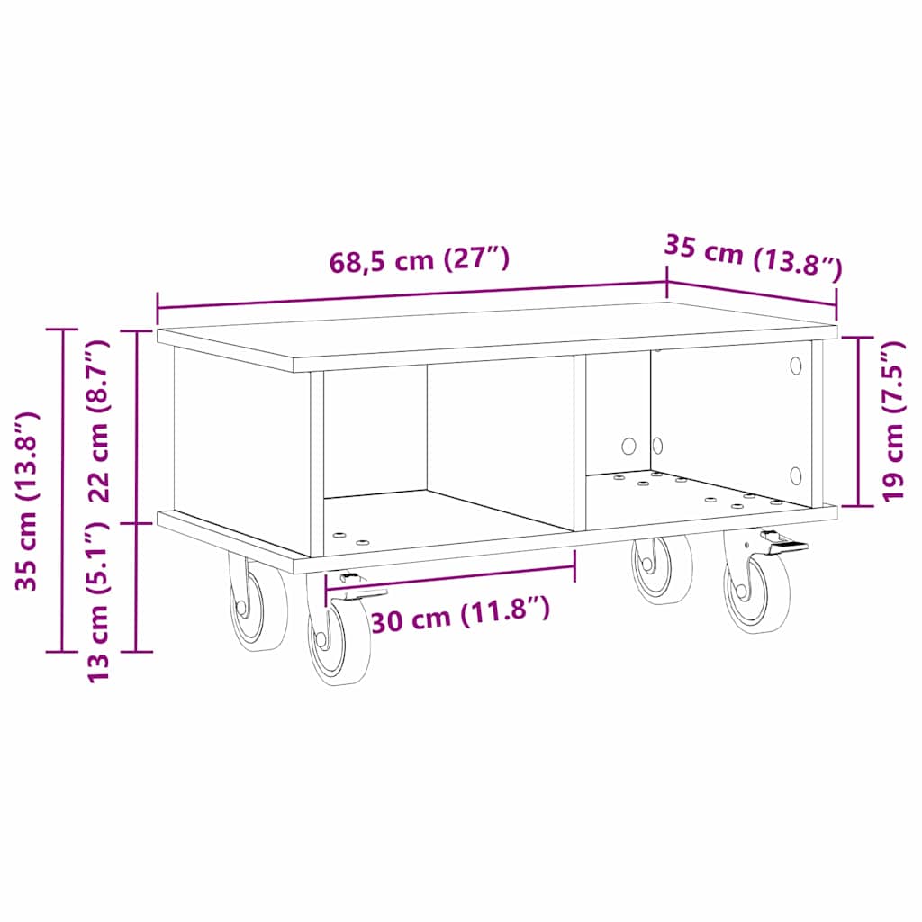 Βάση TV Μαύρη Οξυά 68,5 x 35 x 35 εκ Επεξεργασμένο ξύλο - Pakobazaar