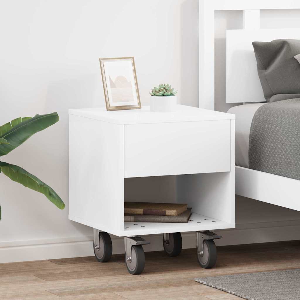 Κομοδίνο 2 pcs Λευκό 40,5 x 40 x 48 εκ. Επεξεργασμένο ξύλο