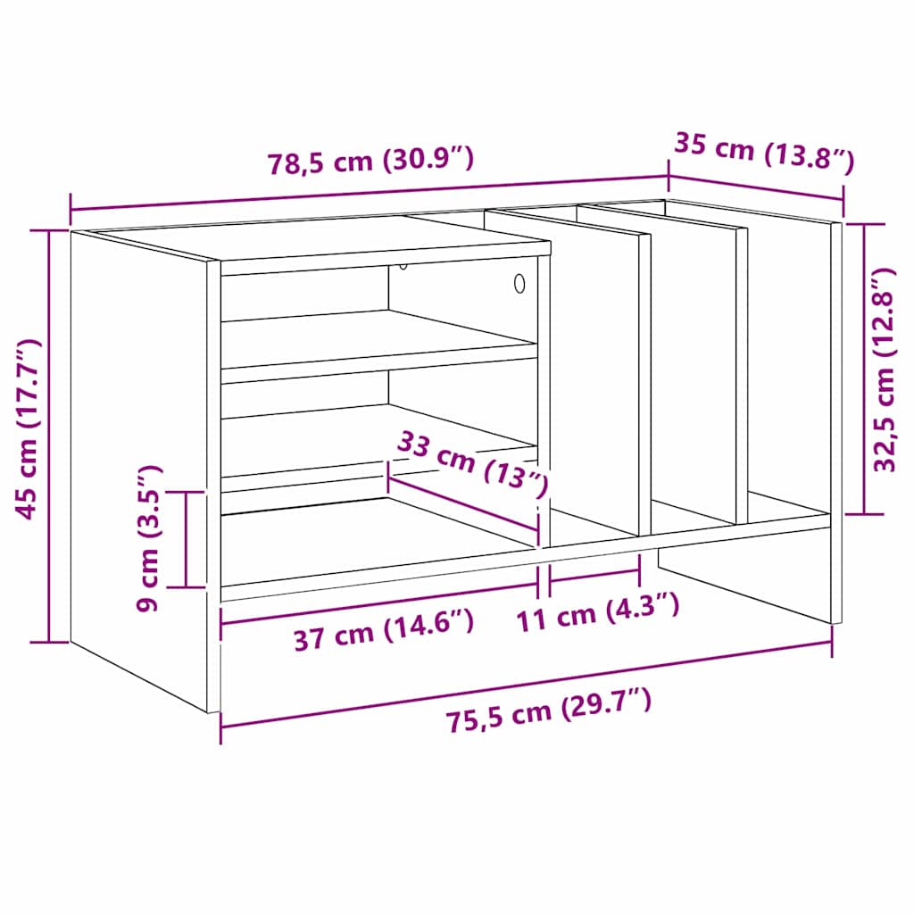 Ντουλάπι δίσκων βινυλίου με ράφι Λευκό 78,5 x 35 x 45 εκ