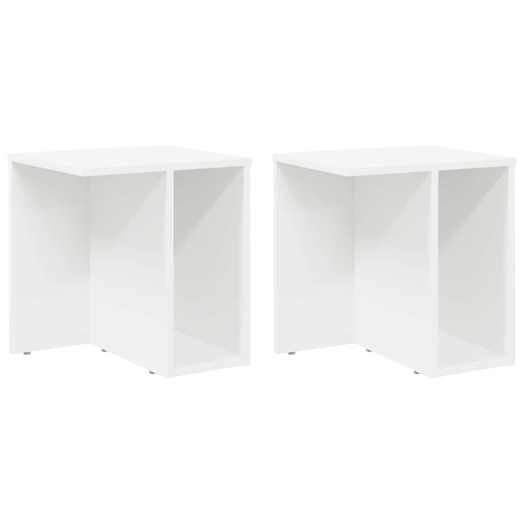 End Table 2 pcs Λευκό 37 x 32 x 40 εκ Επεξεργασμένο ξύλο