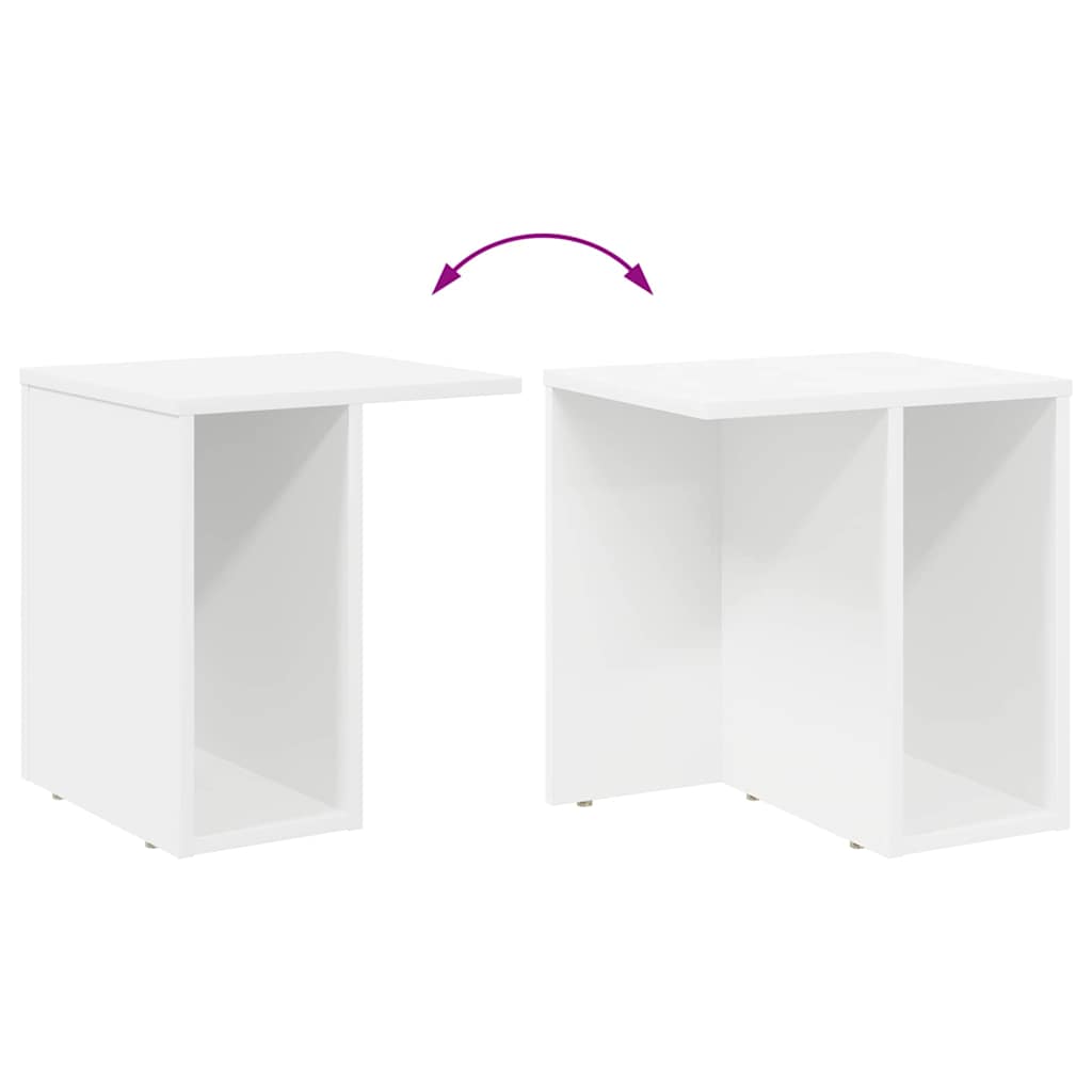 End Table 2 pcs Λευκό 37 x 32 x 40 εκ Επεξεργασμένο ξύλο