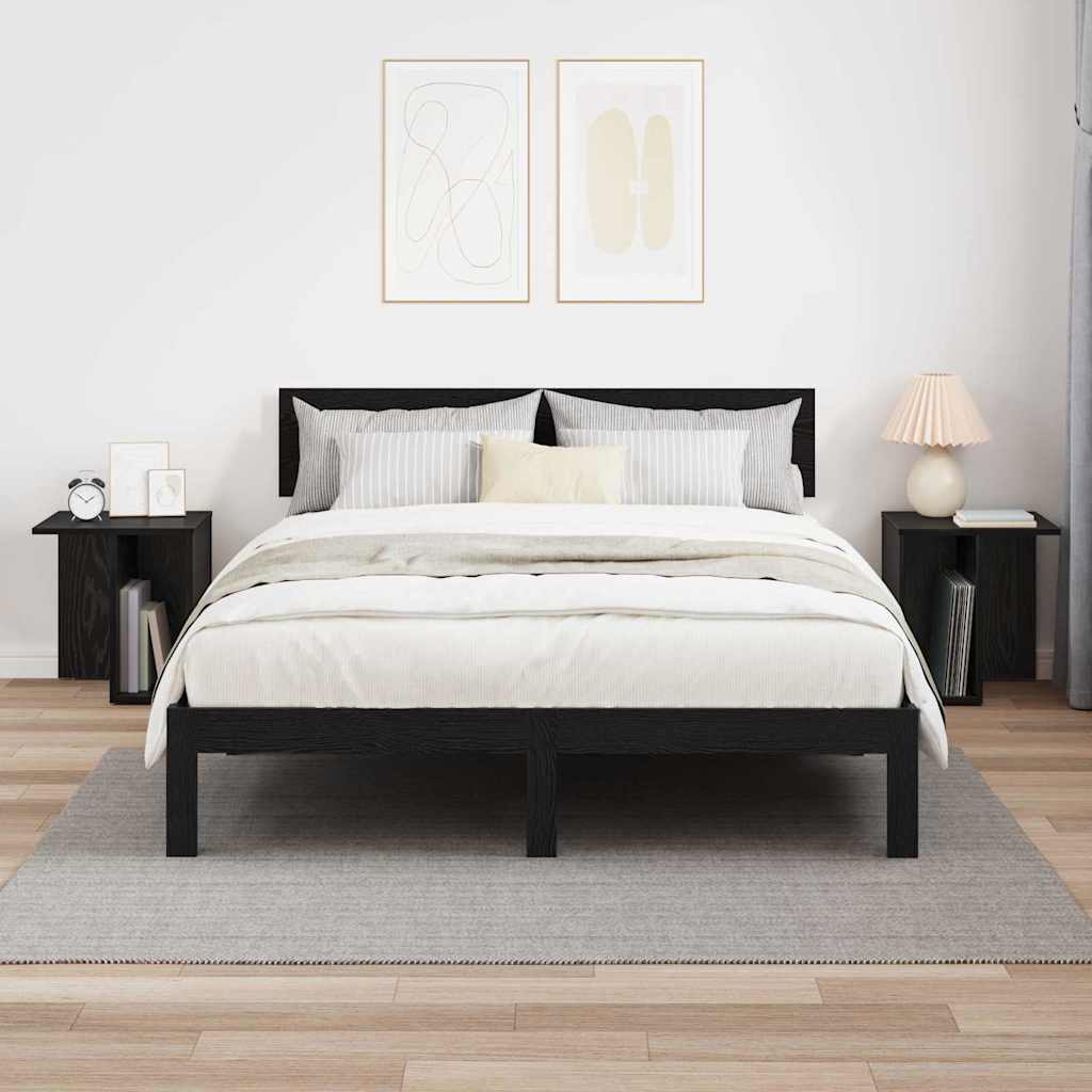 End Table 2 pcs Μαύρη Οξυά 37 x 32 x 40 εκ Επεξεργασμένο ξύλο