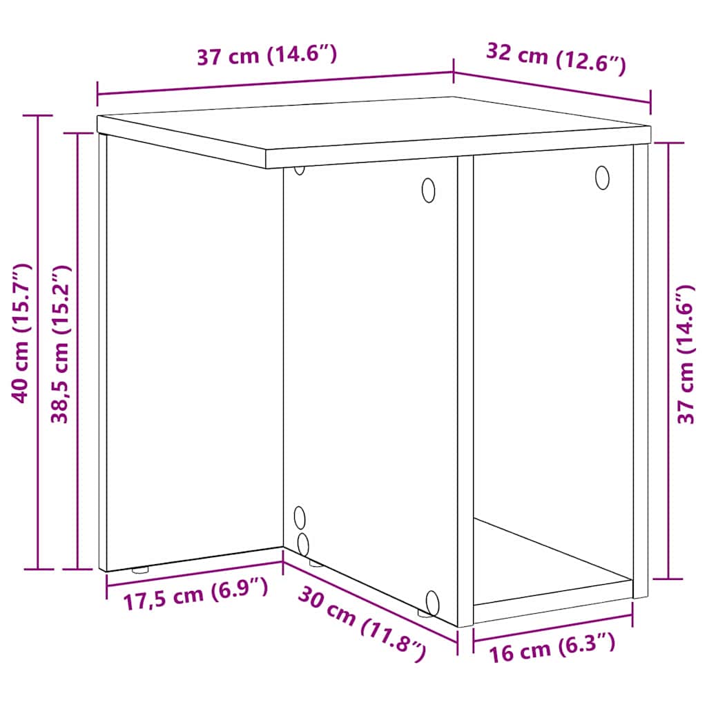 End Table Artisan Oak 37 x 32 x 40 εκ Επεξεργασμένο ξύλο