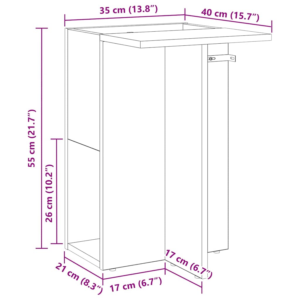 End Table Σκυρόδεμα Γκρι 35 x 40 x 55 εκ. Επεξεργασμένο ξύλο - Pakobazaar