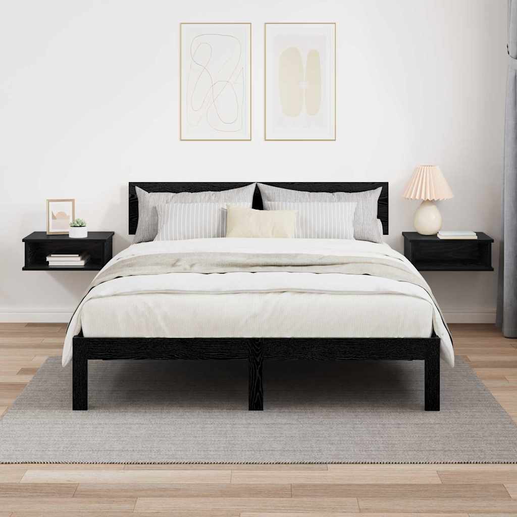 Κομοδίνο 2 pcs Μαύρη Οξυά 40 x 31 x 15 εκ Επεξεργασμένο ξύλο