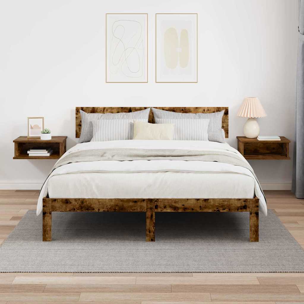 Κομοδίνο 2 pcs Καπνιστό Δρύς 40 x 31 x 15 εκ Επεξεργασμένο ξύλο