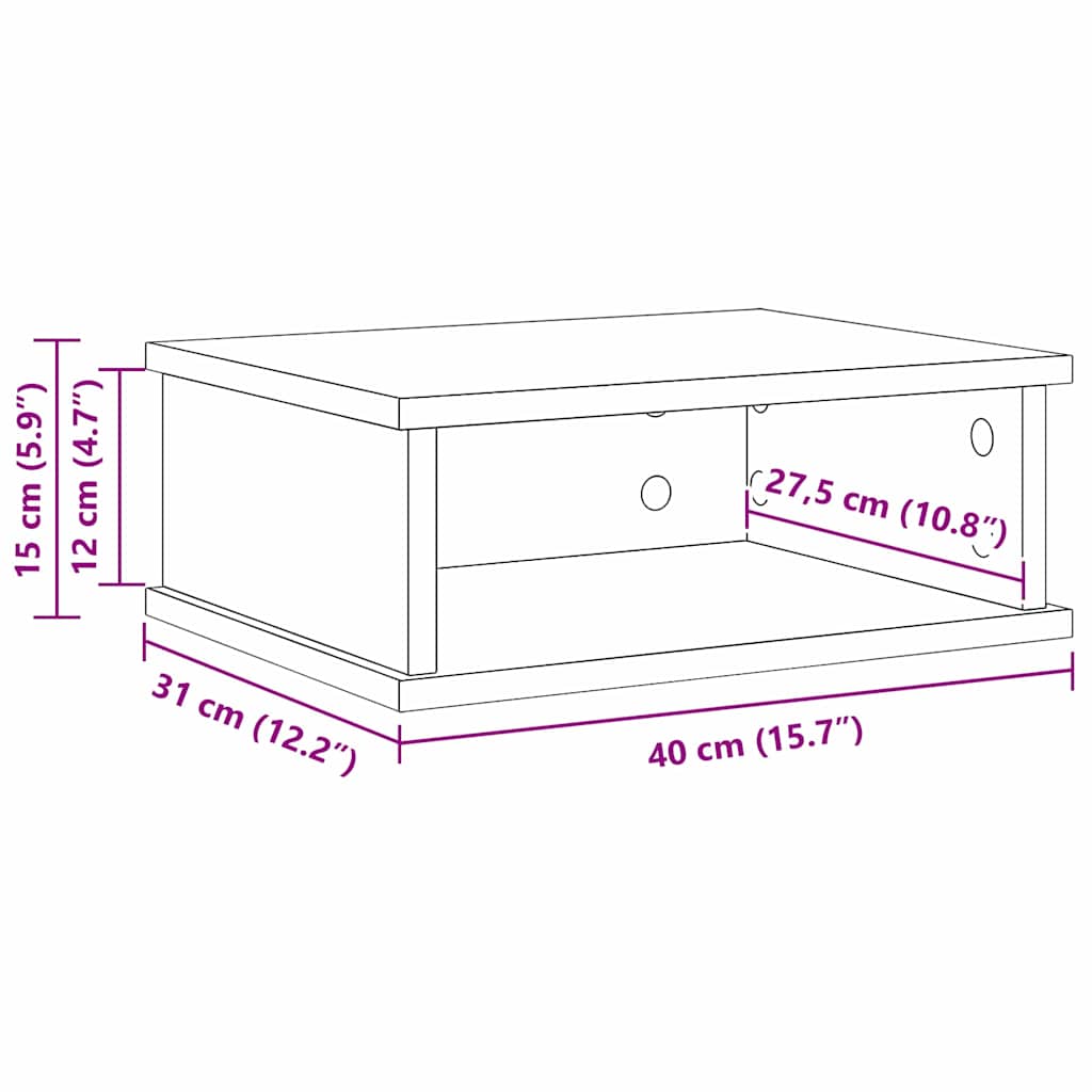 Κομοδίνο 2 pcs Γκρίζο Σονομα 40 x 31 x 15 εκ Επεξεργασμένο ξύλο