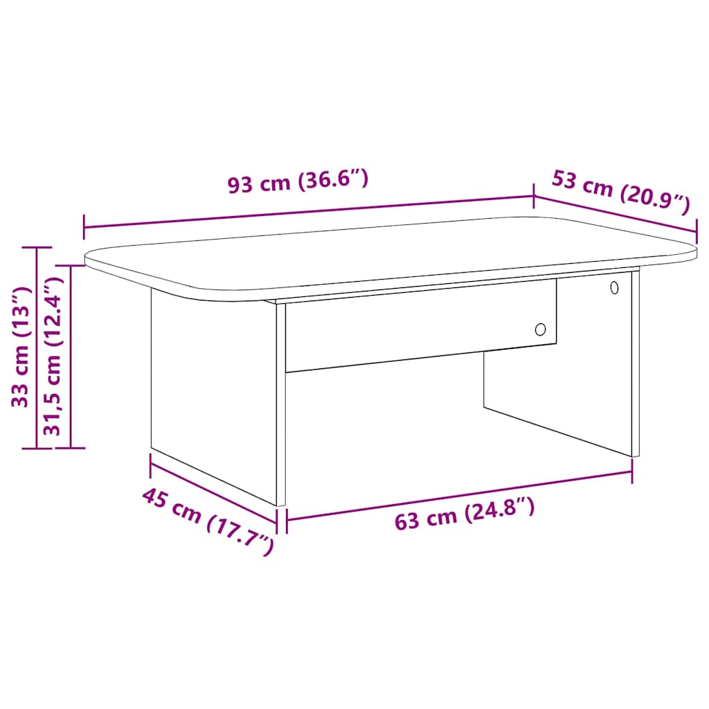 Τραπεζάκι σαλονιού Σκυρόδεμα Γκρι 93 x 53 x 33 εκ
