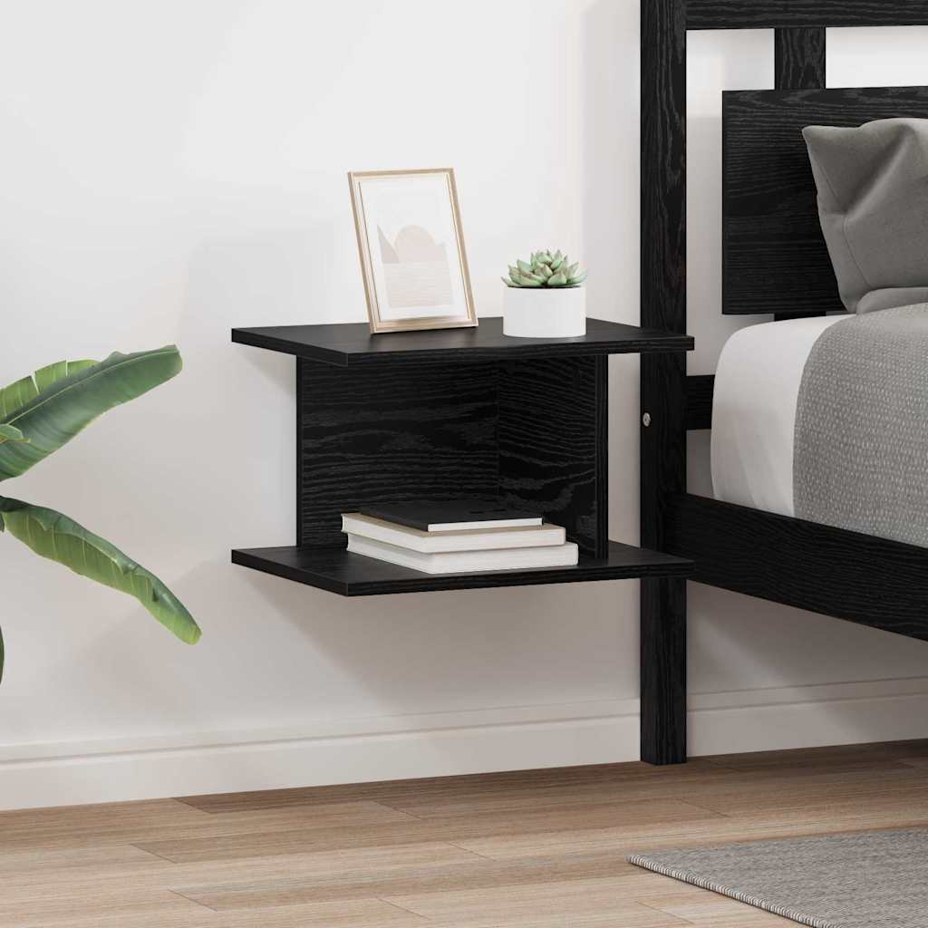 Κομοδίνο 2 pcs Μαύρη Οξυά 40 x 30 x 25 εκ Επεξεργασμένο ξύλο