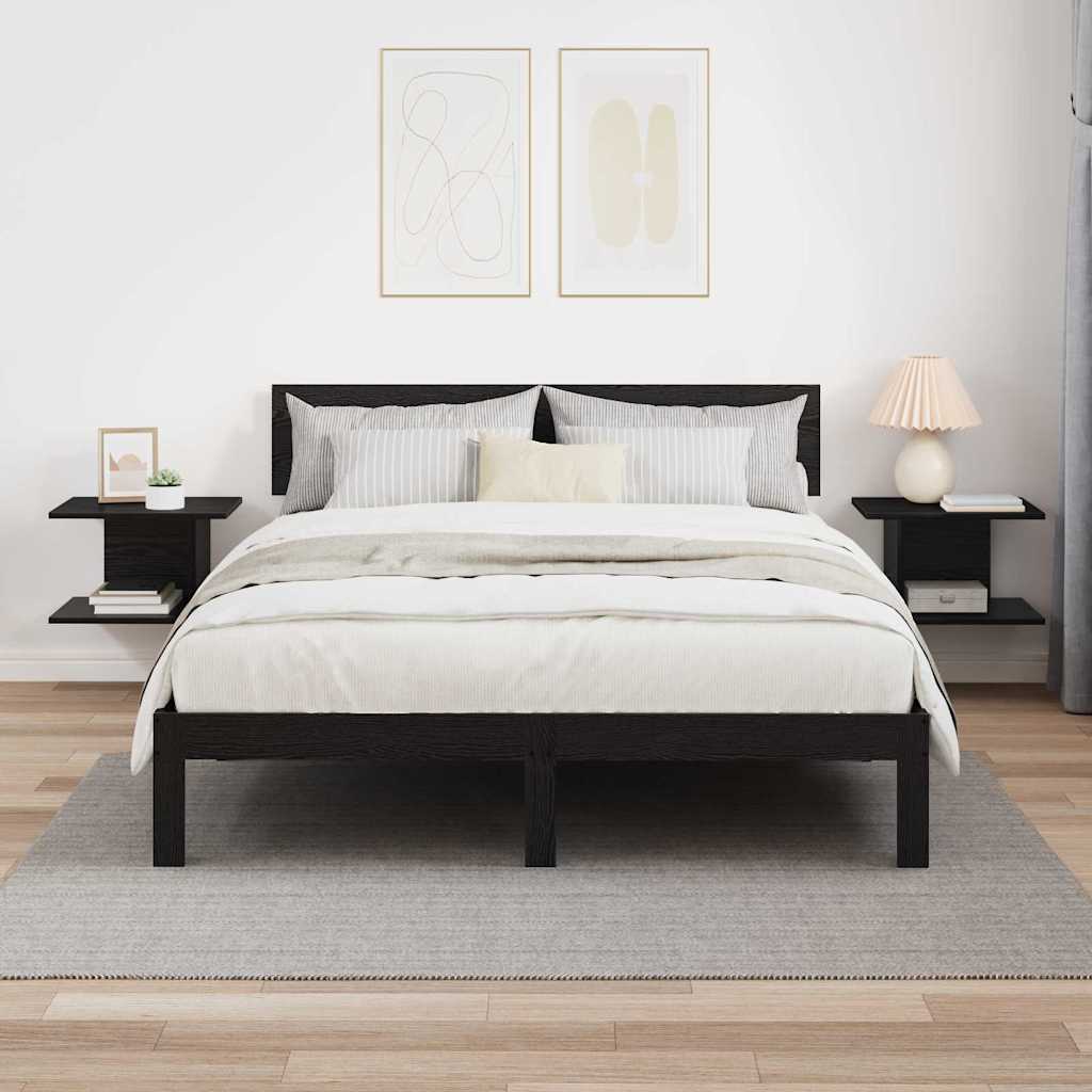 Κομοδίνο 2 pcs Μαύρη Οξυά 40 x 30 x 25 εκ Επεξεργασμένο ξύλο