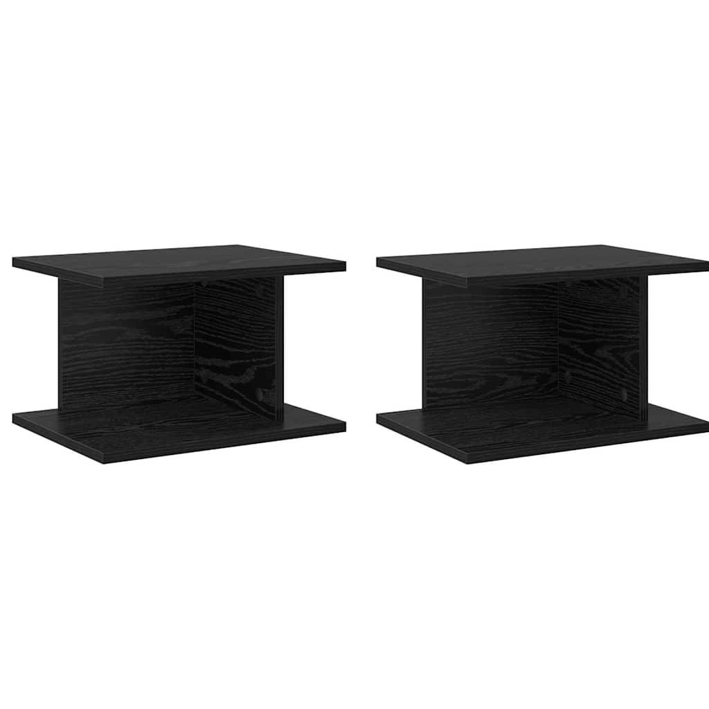 Κομοδίνο 2 pcs Μαύρη Οξυά 40 x 30 x 25 εκ Επεξεργασμένο ξύλο