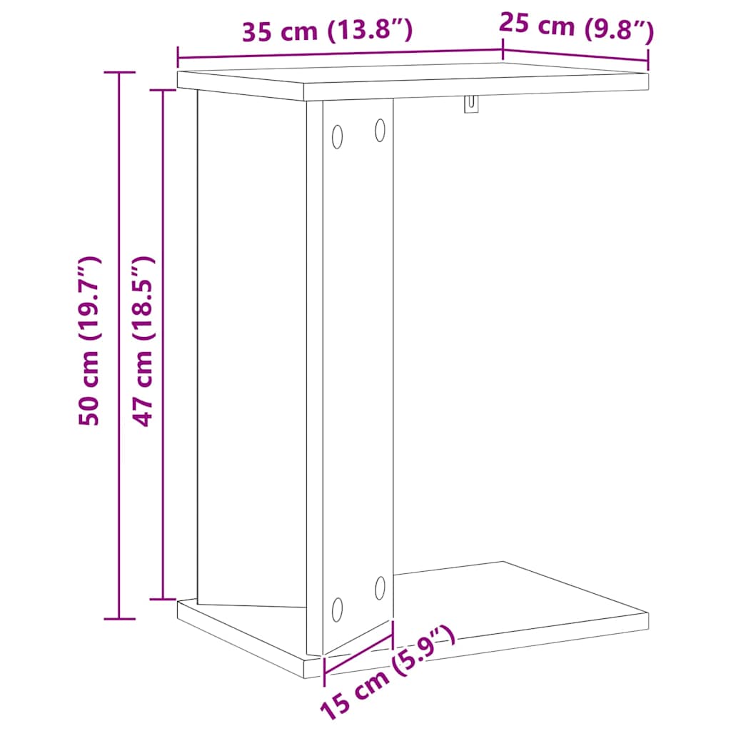 End Table Δρύς Sonoma 35 x 25 x 50 εκ Επεξεργασμένο ξύλο