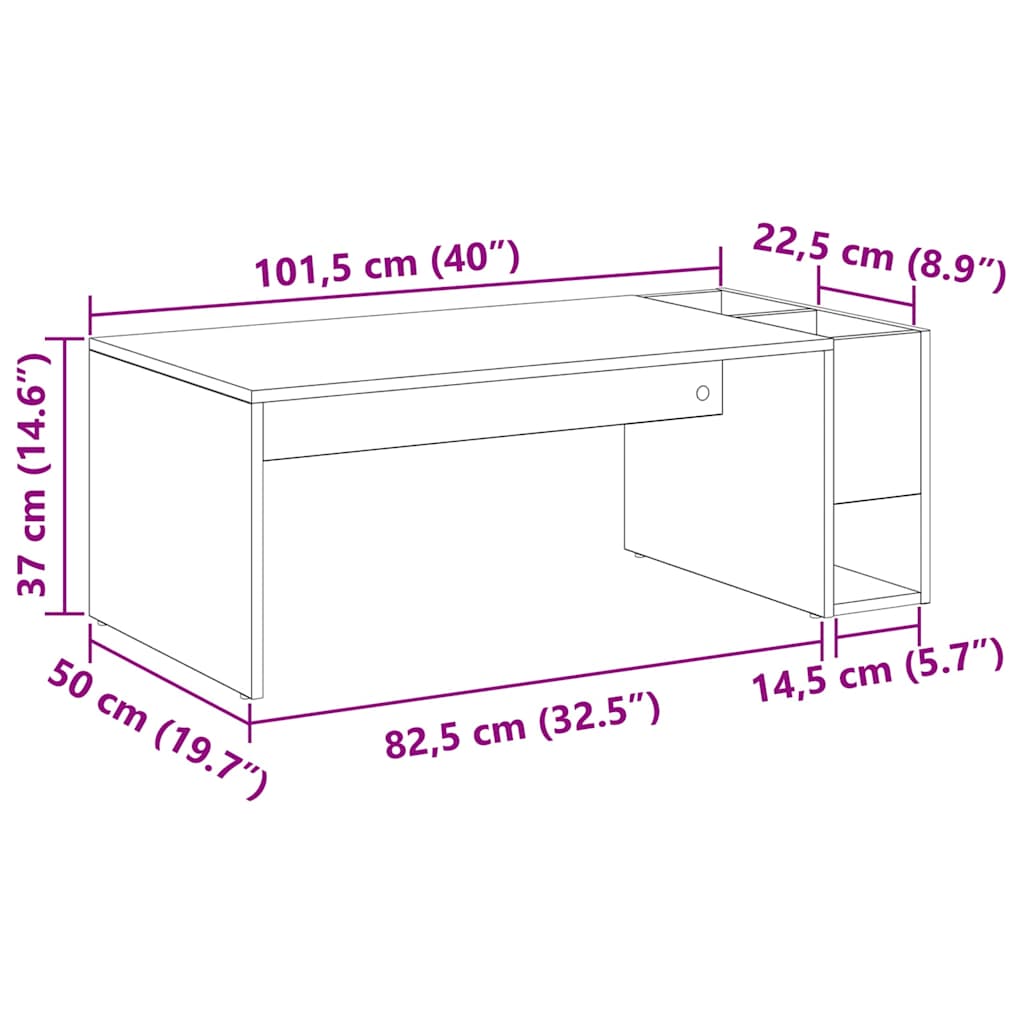 Τραπεζάκι σαλονιού Σκυρόδεμα Γκρι 101,5 x 50 x 37 εκ.